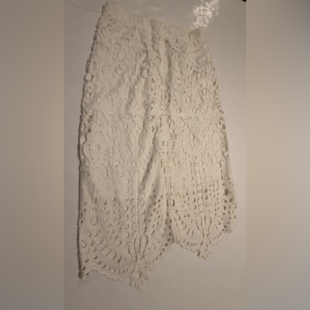 Chico's White Lace Midi Skirt